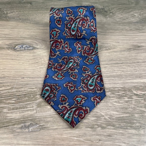 Other - Rebae Silk Men's Blue Red Gold Paisley Classic Necktie